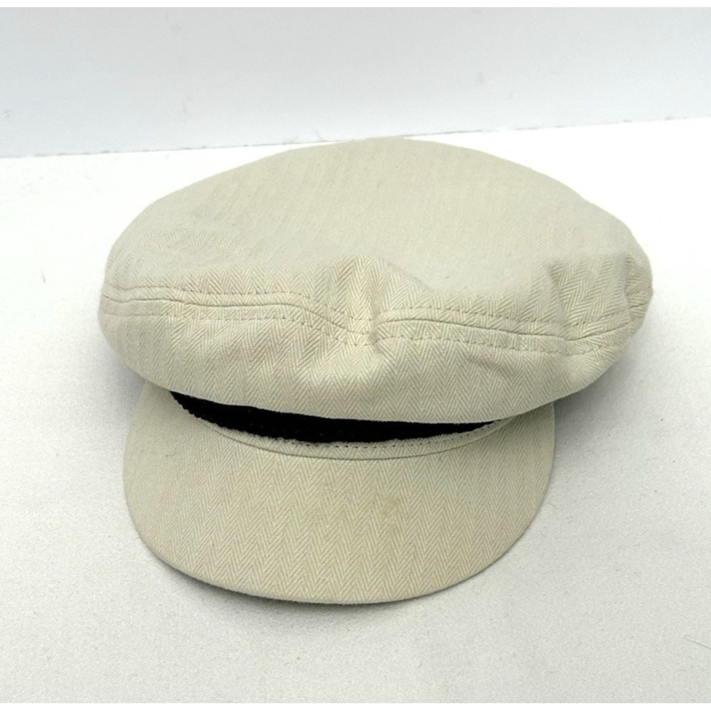 Brixton Fiddler Fisherman Cap Hat Unisex Size M 7 1/4 Ivory Herringbone